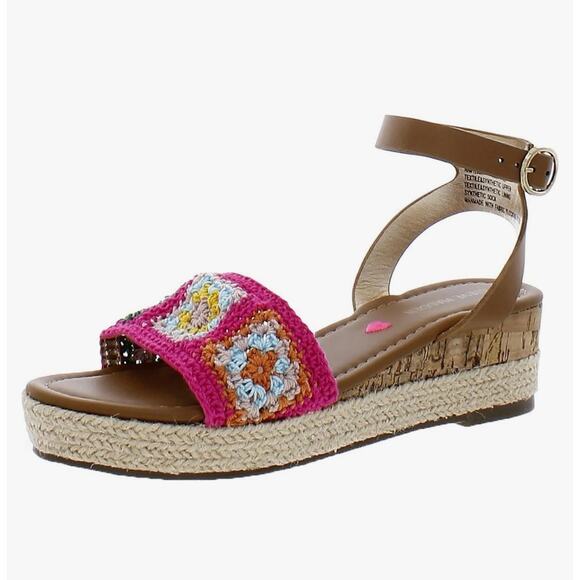Steve Madden Girls Karlee Knit Front Slingback Wedge Sandals Colorful Pink SZ 13 - Picture 1 of 9